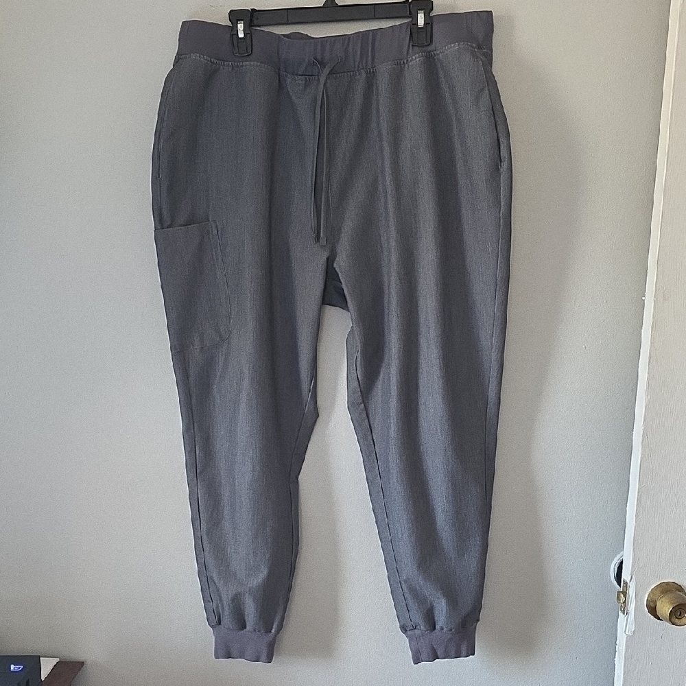 Mandala Womens Gray Casual Scrub Jogger Pants Size 2X